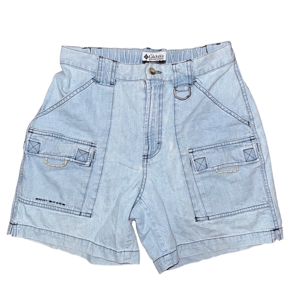 💖 Columbia Light Blue Chambray Weekender Cargo Shorts Gorp Outdoor Granola